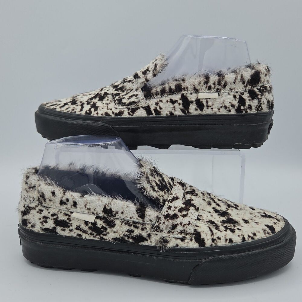 Vans Style 53 Cow Print Faux Fur Penny Loafer Slip On Shoes Womens 9 Mens 7.5